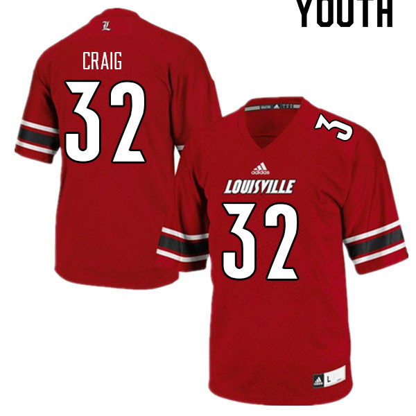 Youth #32 Ryheem Craig Louisville Cardinals College Football Jerseys Sale-Red - Click Image to Close